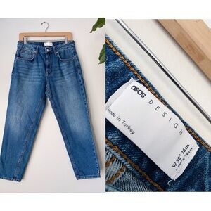 ASOS High Waisted Rise Tapered Relaxed Denim Jeans Classic Medium Wash 30 VTG